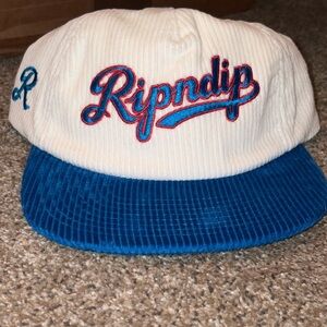 Ripndip Corduroy Cap with White and Blue